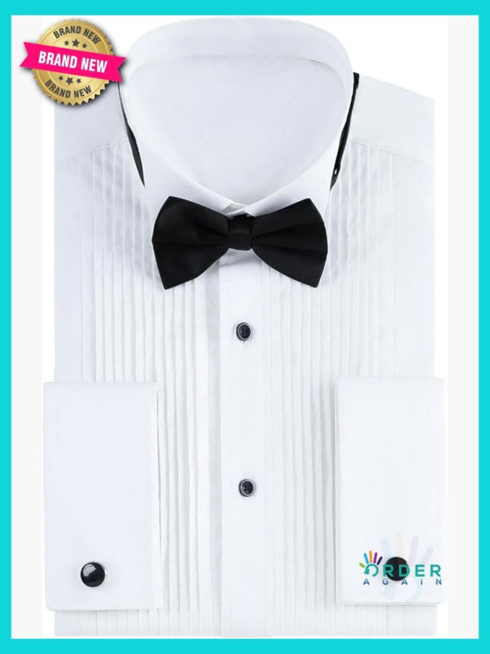 Men's Tuxedo Shirt Wing Collar French Cuff Formal Elegant Classic Dress Shirt